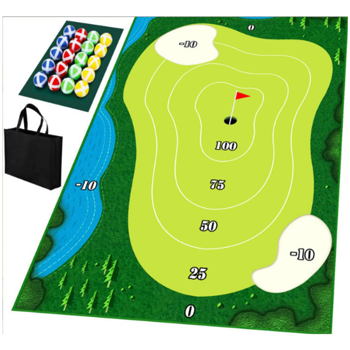 Portable Indoor/Outdoor Golf Game Set with Chipping Golf Play Mat, Hitting Mats, and Golf Training Aid Equipment for Home Backyard Practice - Includes