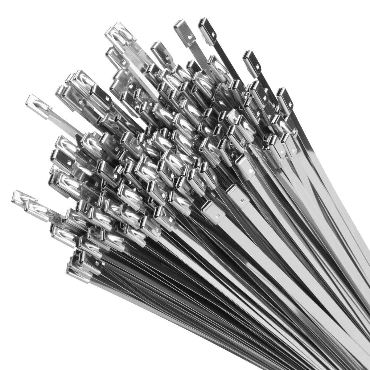 XINGO Metal Cable Ties 200 Pack, 300mm x 4.6mm, 304 Stainless Steel Heavy Duty Zip Ties, Multi-Purpose Self-Locking Cable Ties for Exhaust Wrap,