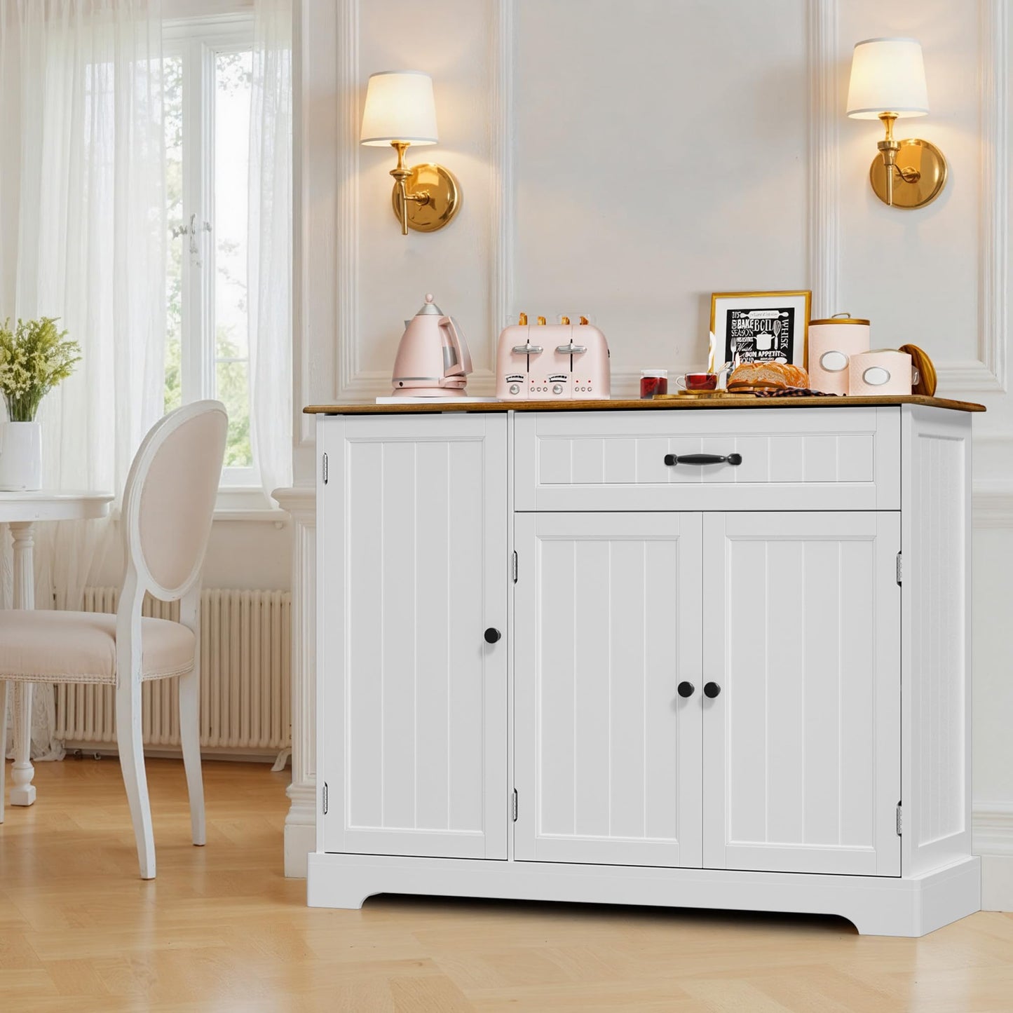 Xbro Sideboard Cabinet, Kitchen Storage Cupboard with Drawer