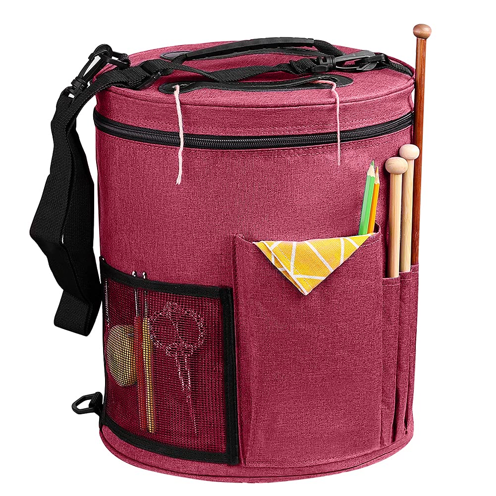 SumDirect Knitting Bag, Yarn Organizer Tote Bag Portable Storage Bag for Yarns, Carrying Projects, Knitting Needles, Crochet Hooks, Manuals and Other