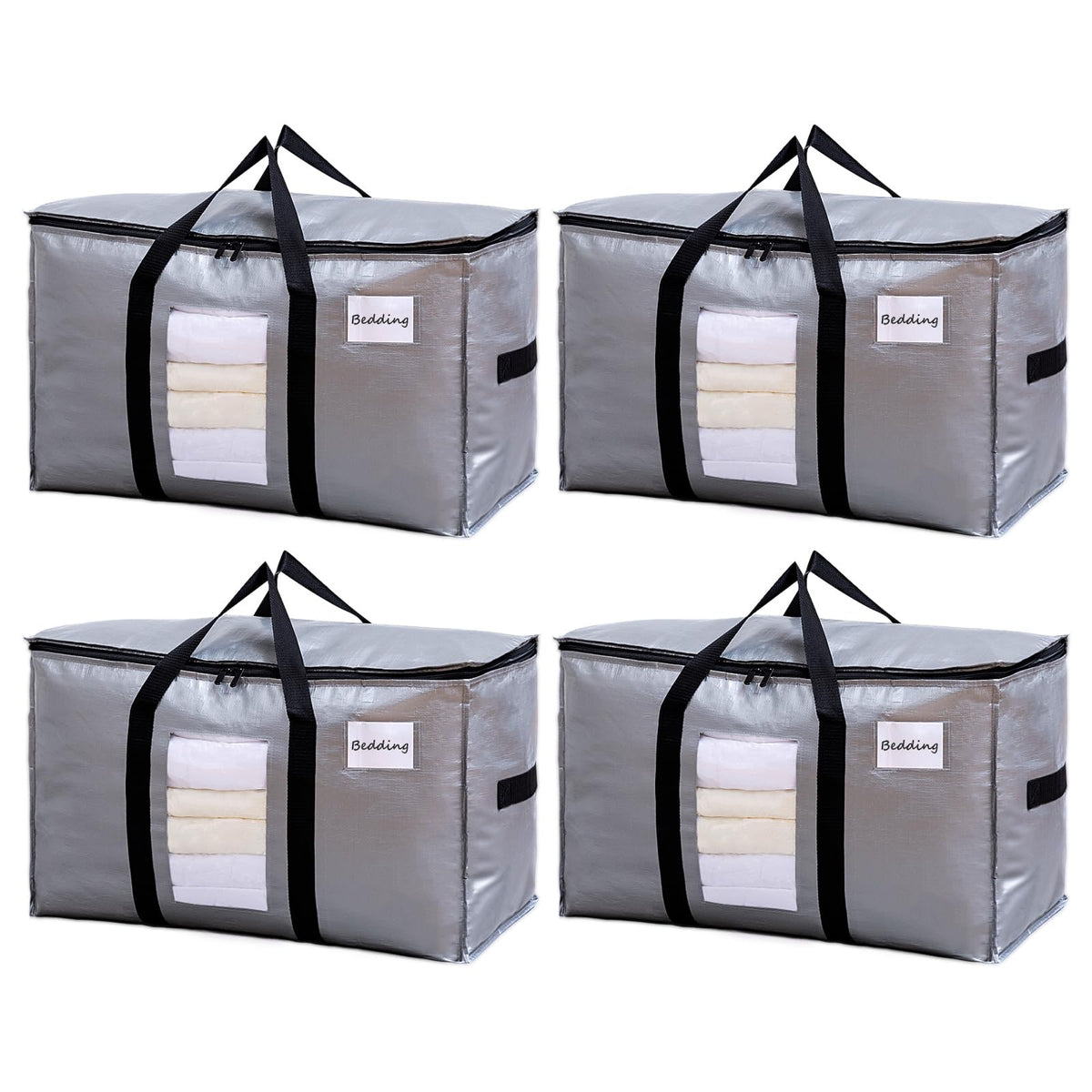 TAILI Moving Bags Silver Heavy Duty Extra Large 4 Pack, Clear Window