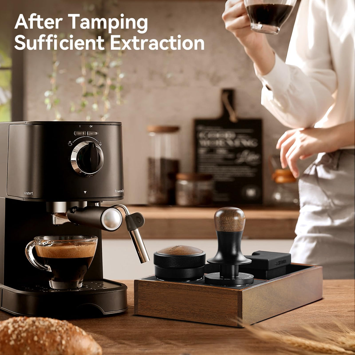 MHW-3BOMBER 54mm Espresso Coffee Tamper with 3 Spring Loaded Calibrated, Espresso Tamper 15/30lbs Espresso Hand Tamper with Sound Feedback, Suitable