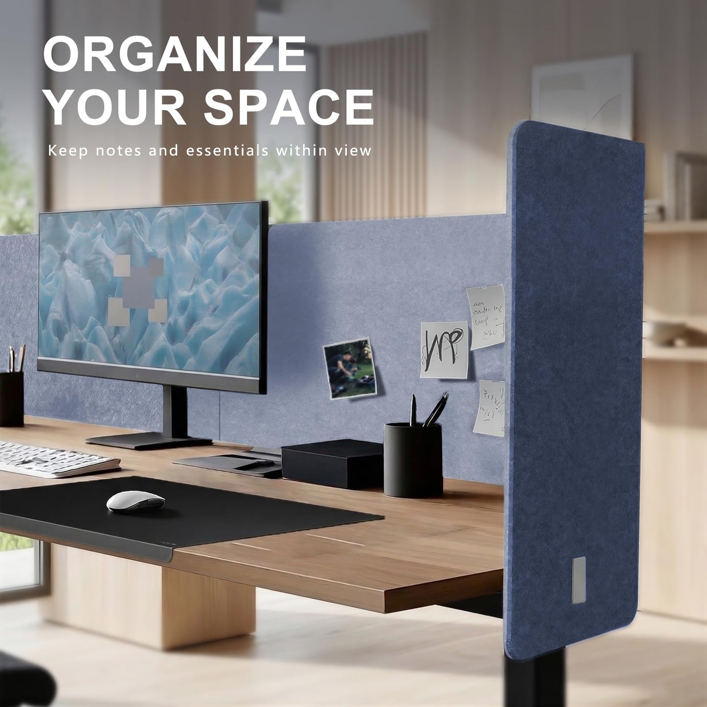Desk Privacy Panel,2PCS,2-in-1 Soundproofing for Office,School & Home(Blue)