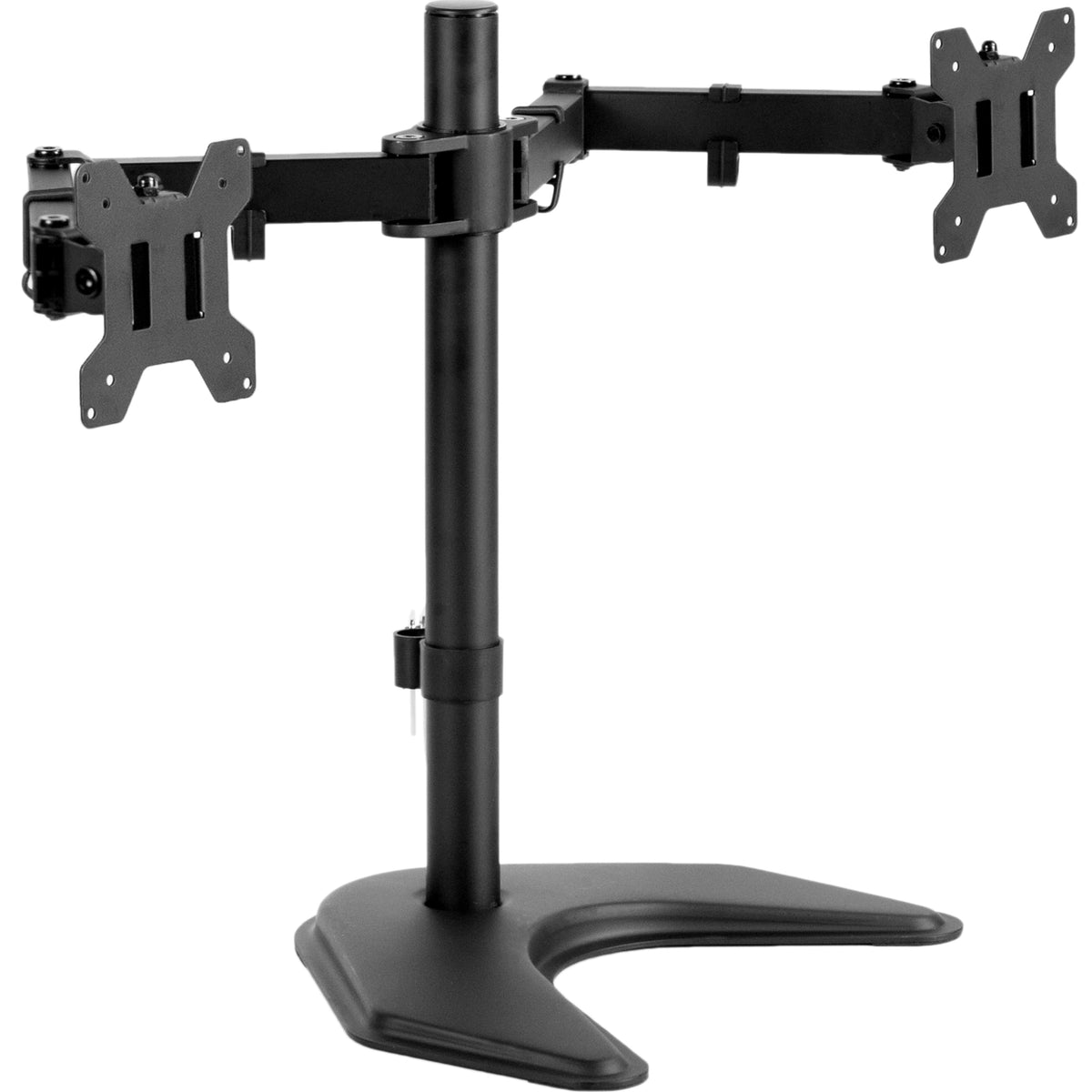 VIVO Dual LED LCD Monitor Mount, Free-Standing Desk Stand for 2 Screens up to 27 Inch, Heavy-Duty Fully Adjustable Arms with Max VESA 100x100mm,
