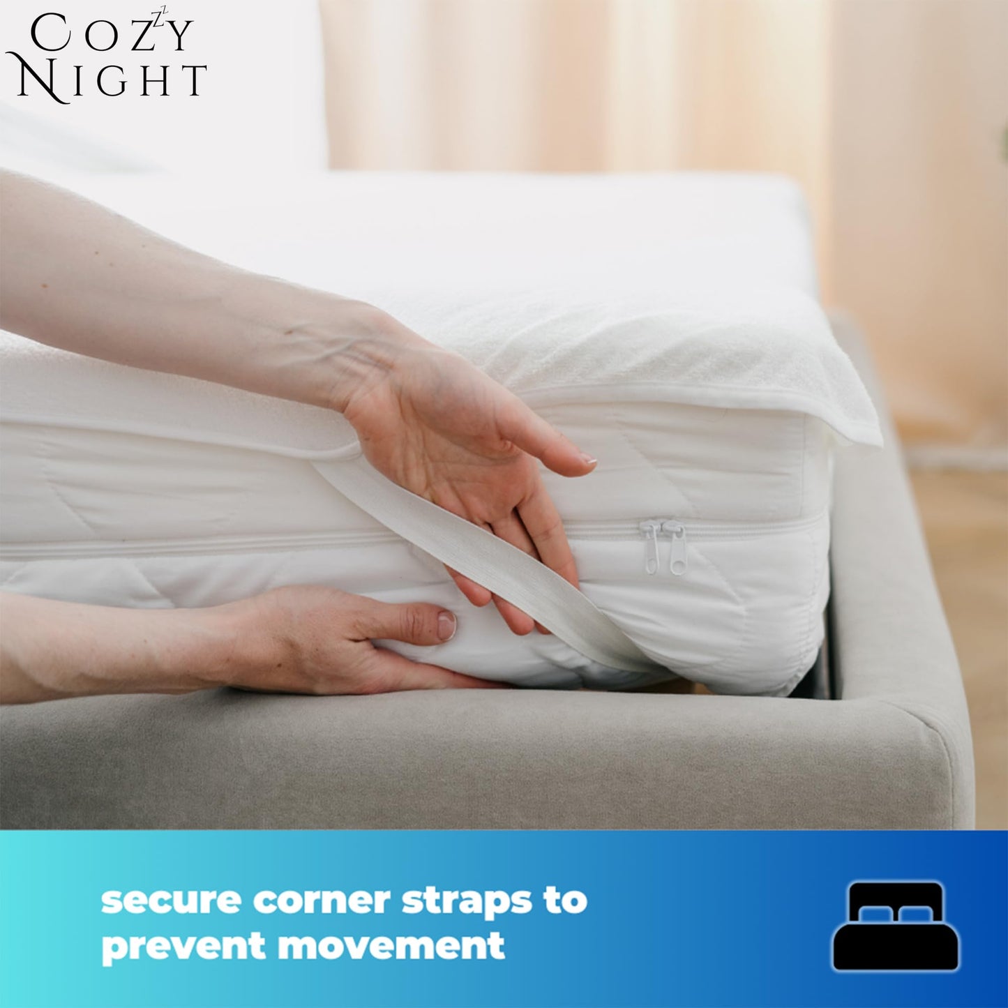 Cozy Night Double Electric Blanket, Size 140 x 192cm, Soft Fitted Underblanket Mattress Cover, Quick Fit Corner Straps, 3 x Heat Settings, Dual