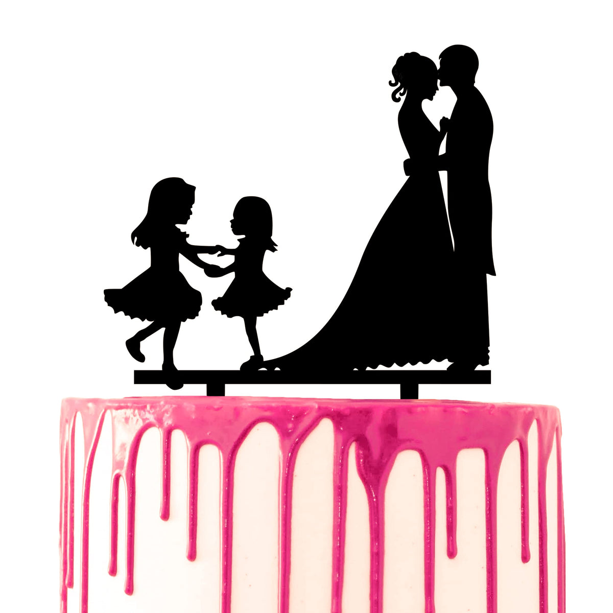 CARISPIBET Wedding Cake Topper Groom and Bride Forehead Kiss Marriage Cake Two playful Daughters Husband and Wife wedding anniversary Acrylic