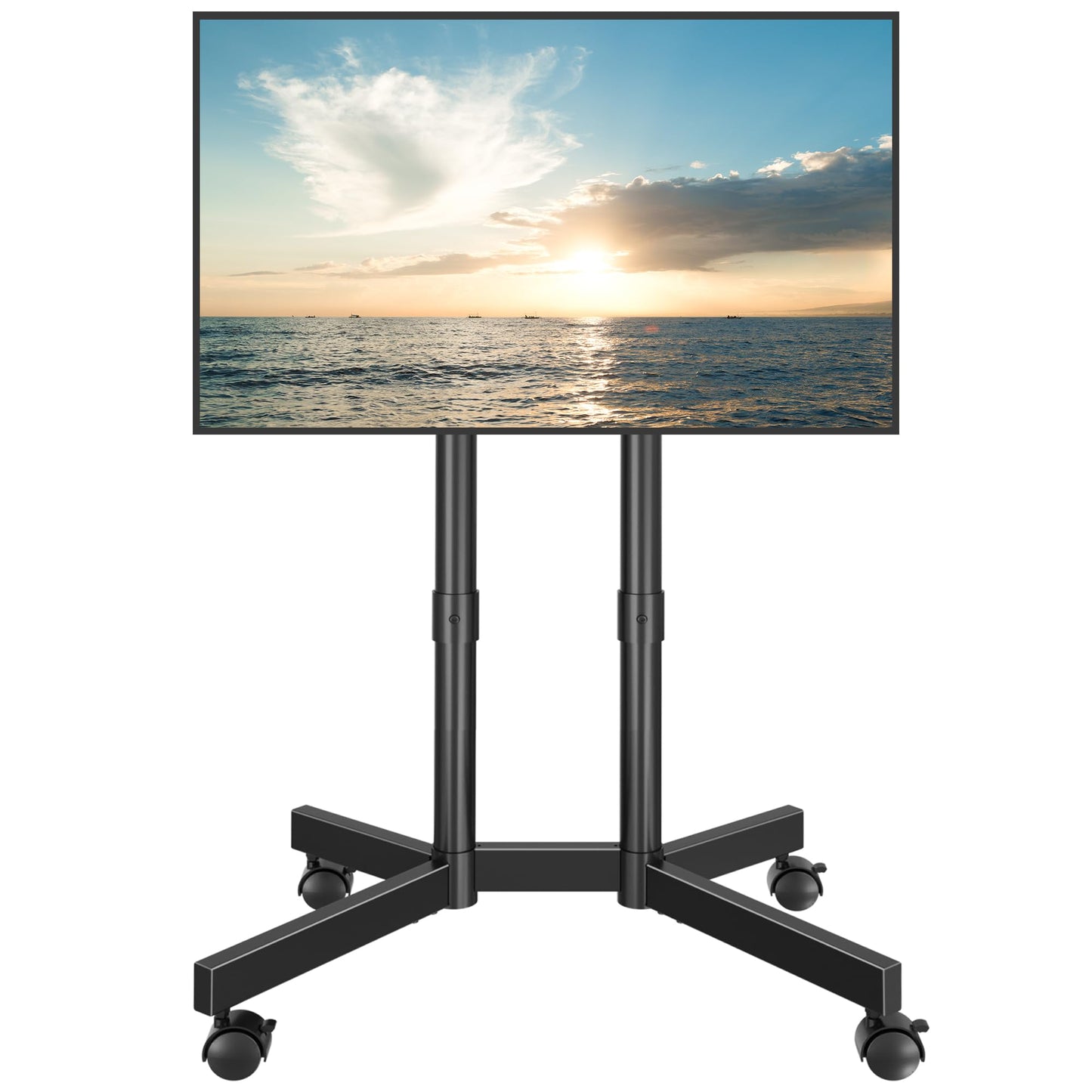BONTEC Rolling TV Stand for 32-70 inch TVs, Mobile TV Cart with Lockable Wheels, Height Adjustable, Max VESA 400x400mm, Portable TV Stand on Wheels