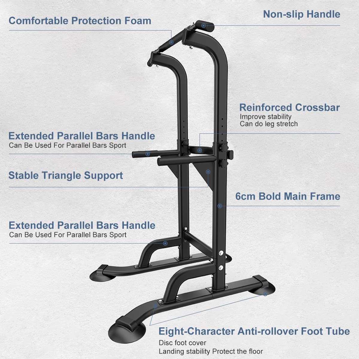 Leiblsufo Power Tower Dip Station Height Adjustable Exercise Equipment Fitness Workout Station Pull Up Bar for Home Gym