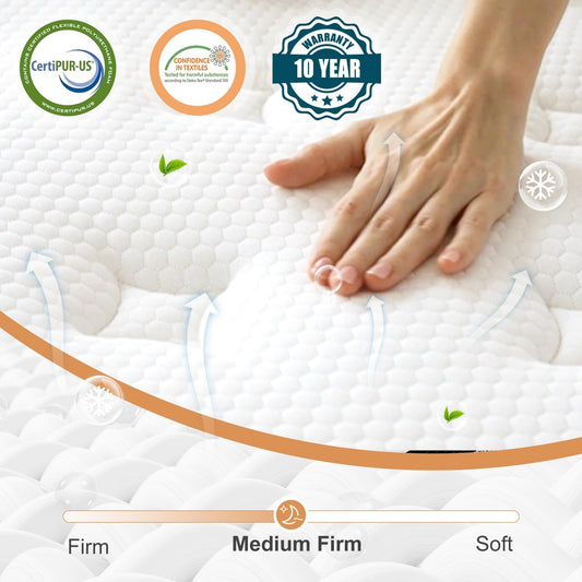 Bednew European Single Mattress Hybrid Mattress Medium Firm 90x200x30cm