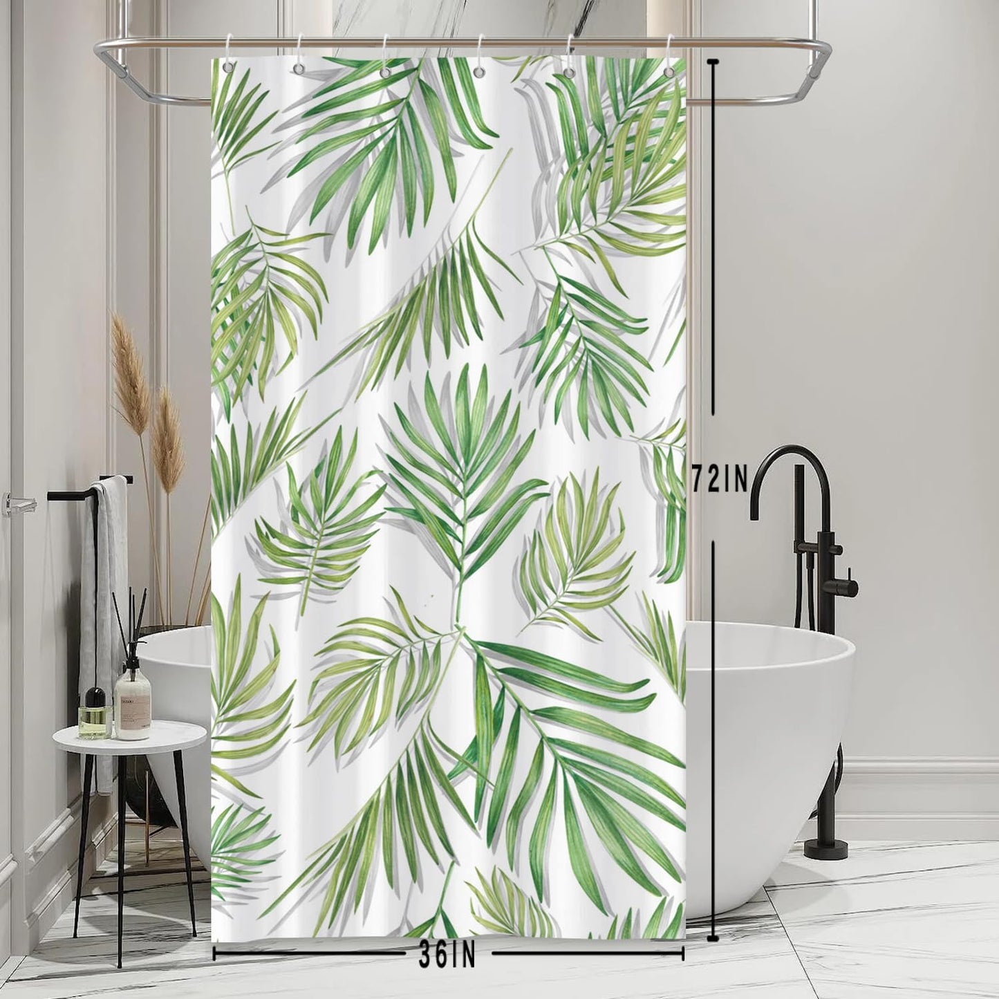 Bovlleetd Sage green leaf stall shower curtain spring watercolor natural eucalyptus leaves shower curtain for bathroom green and white botanical