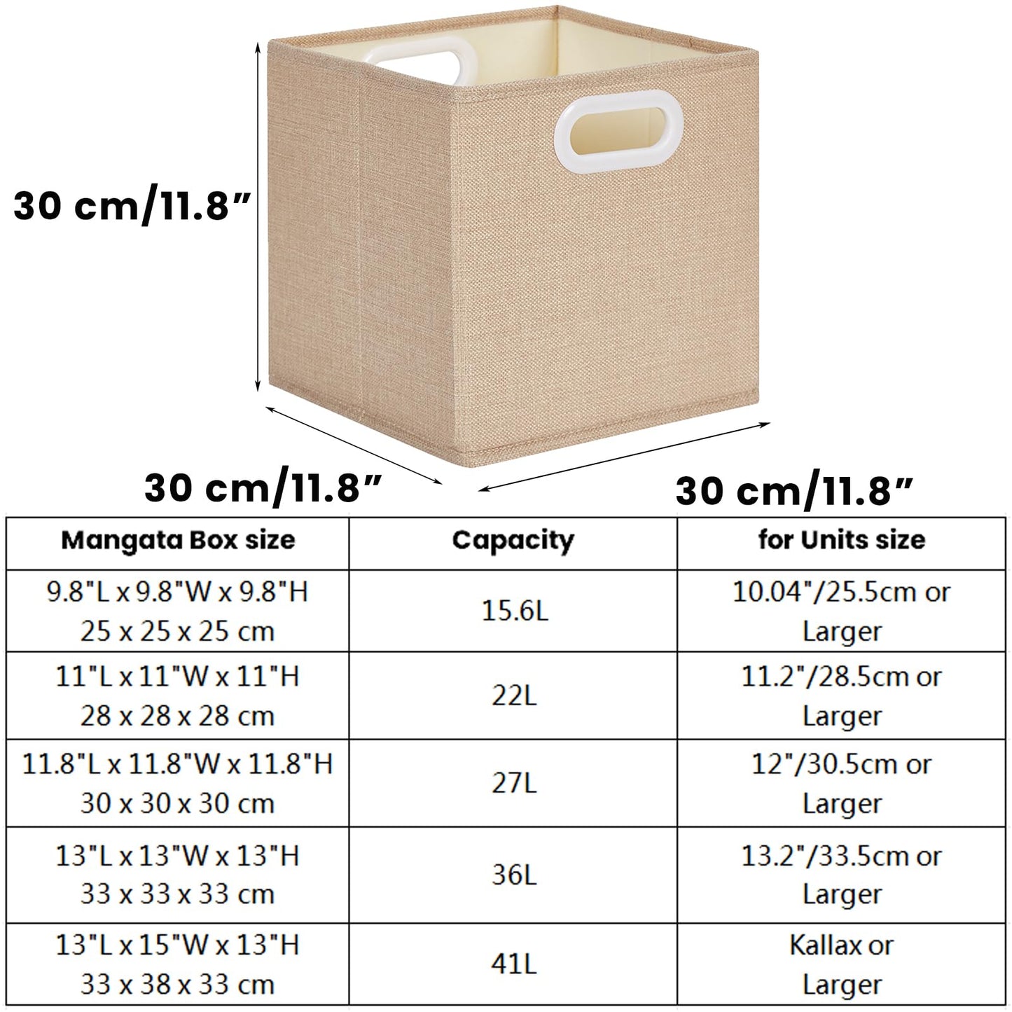 Mangata Cube Storage Boxes 30x30x30cm, Light Khaki, 3Pcs