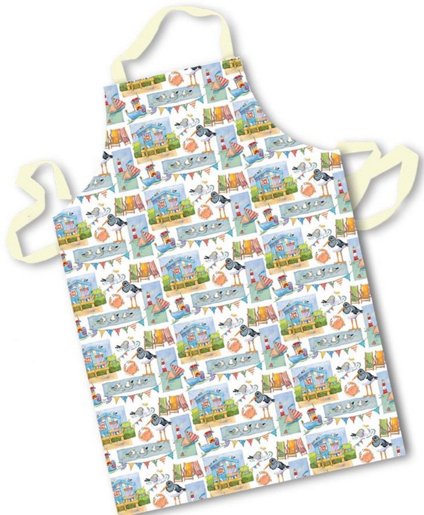 Emma Ball Coastal Seaside Design Cotton Apron Adult Size Cooking Baking Pinny by