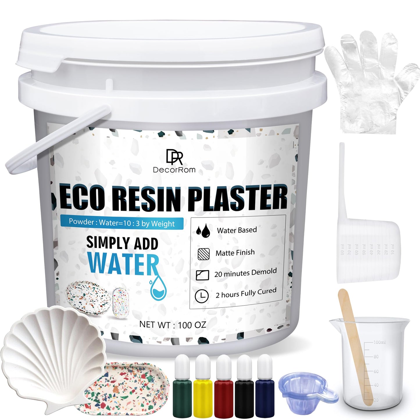 Eco Resin Casting Powder - 1400g/50oz Fast-Cured Plaster for Beginners - 20-30 Min Demold, Easy Mixing, Water-Activated Eco-Friendly Resin for DIY