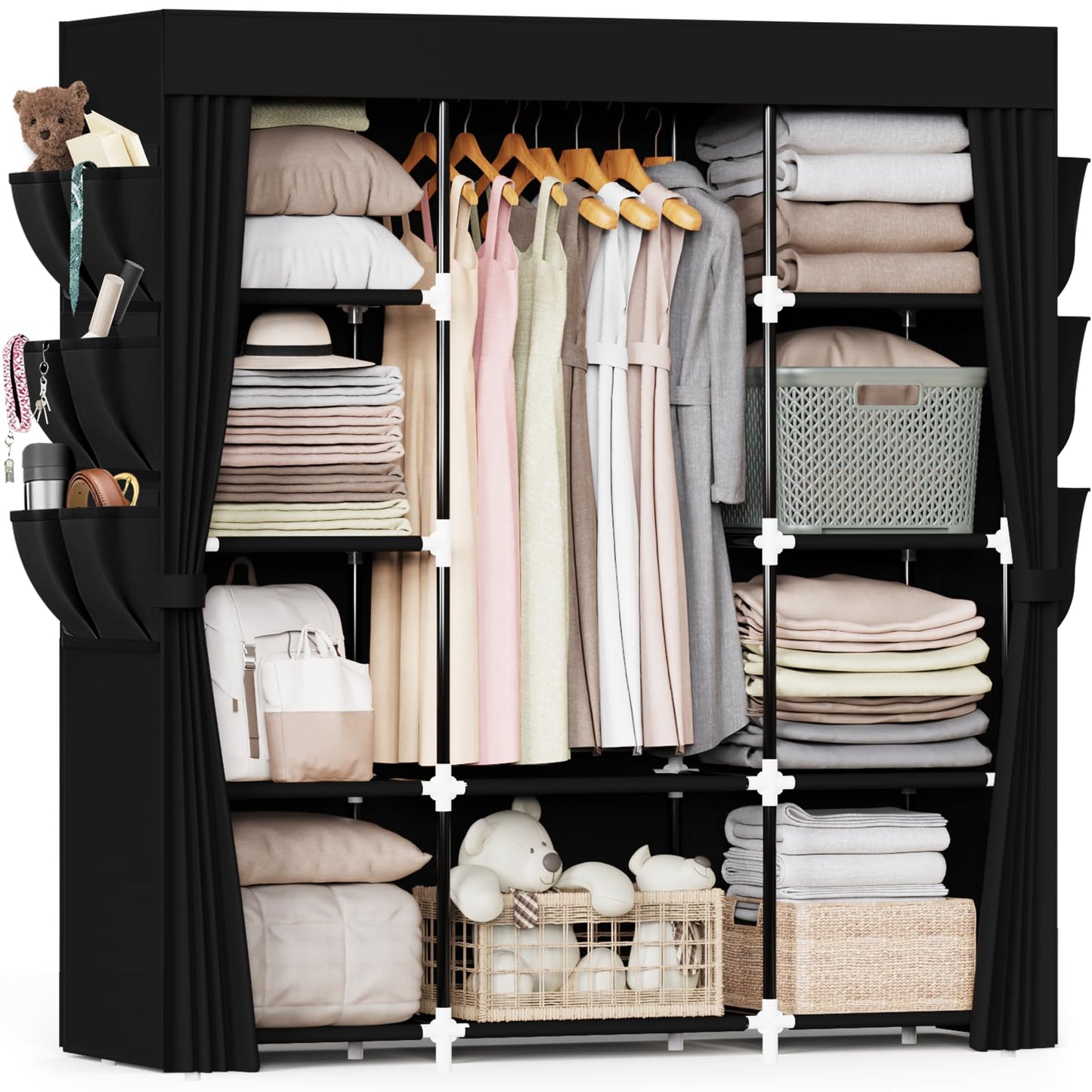 Mavivegue Fabric Wardrobe, 45 x 150 x 161 cm Portable Wardrobe