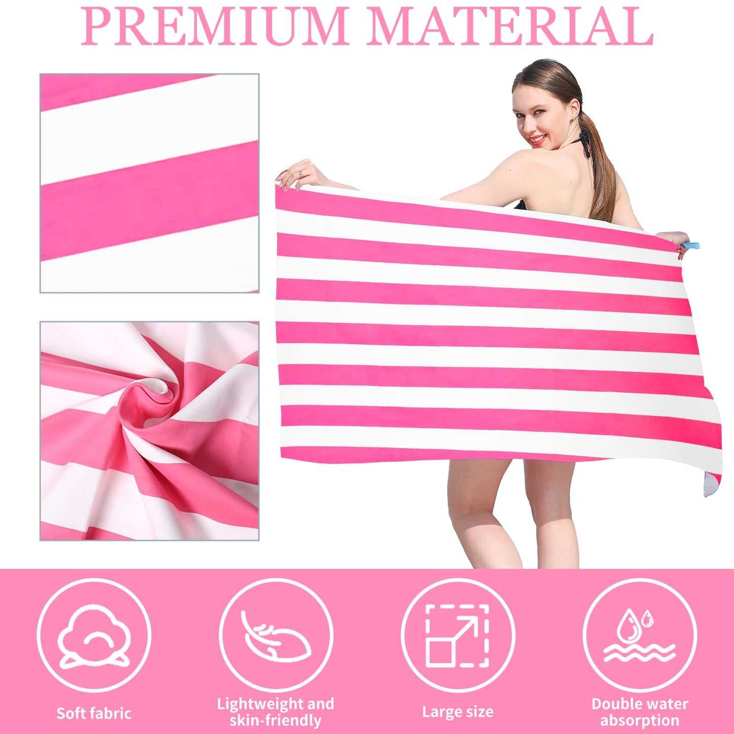 TMEOG Microfibre Beach Towels 180x80cm Extra Large Sand Free Beach Towel for Adults Compact Thin Travel Towel Women Men Lightweight Swim Pool Yoga