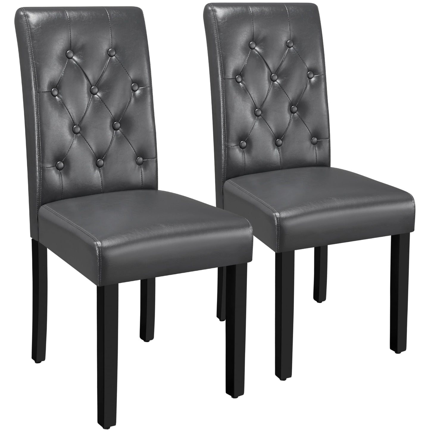 Yaheetech Faux Leather Dining Room Chairs Set of 2 with High Back, Grey