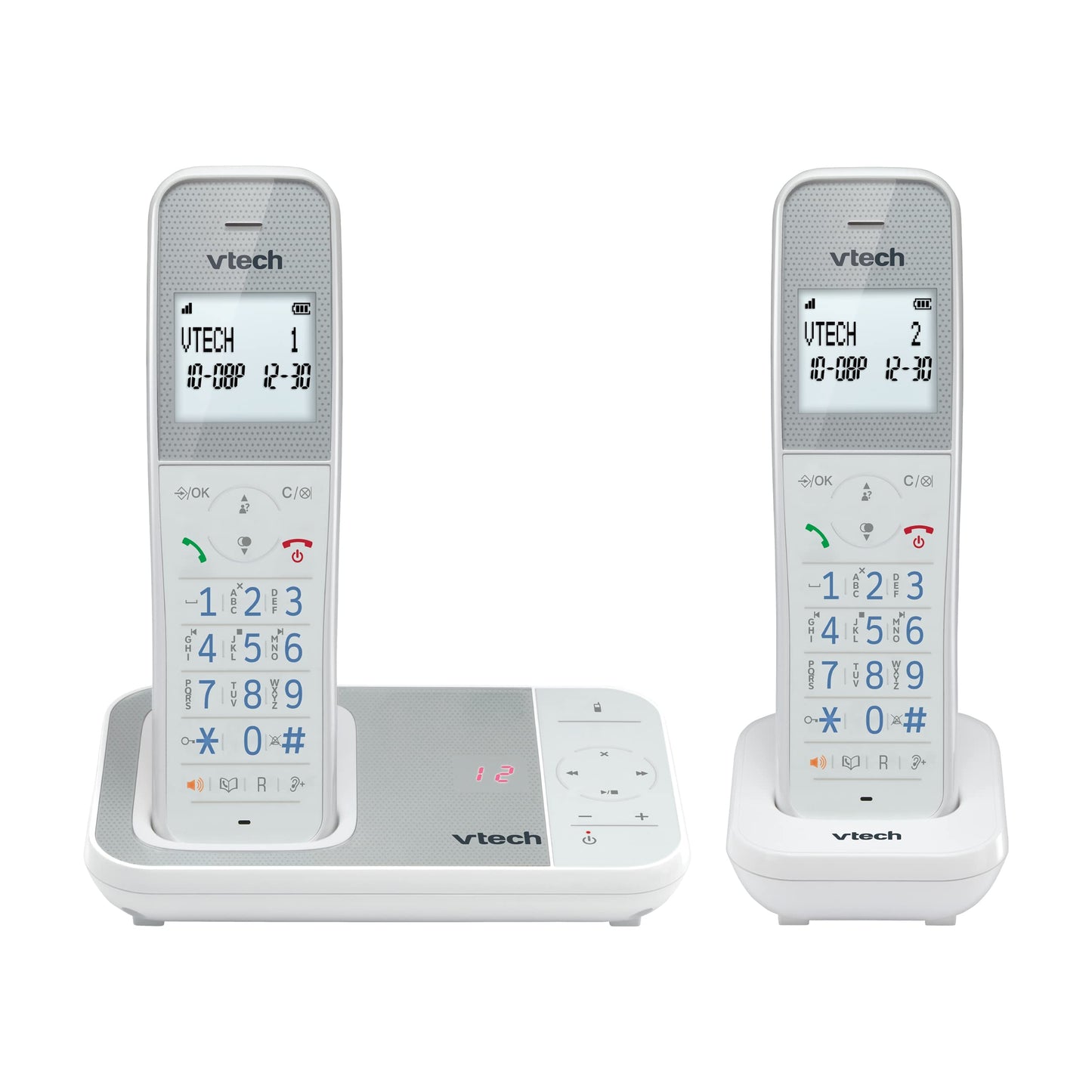 VTech XS1051 DECT Cordless Phone with Answering Machine, 2 Handsets, Landline House Phone, AntiBacterial Plastic, Call Block, Volume Booster,