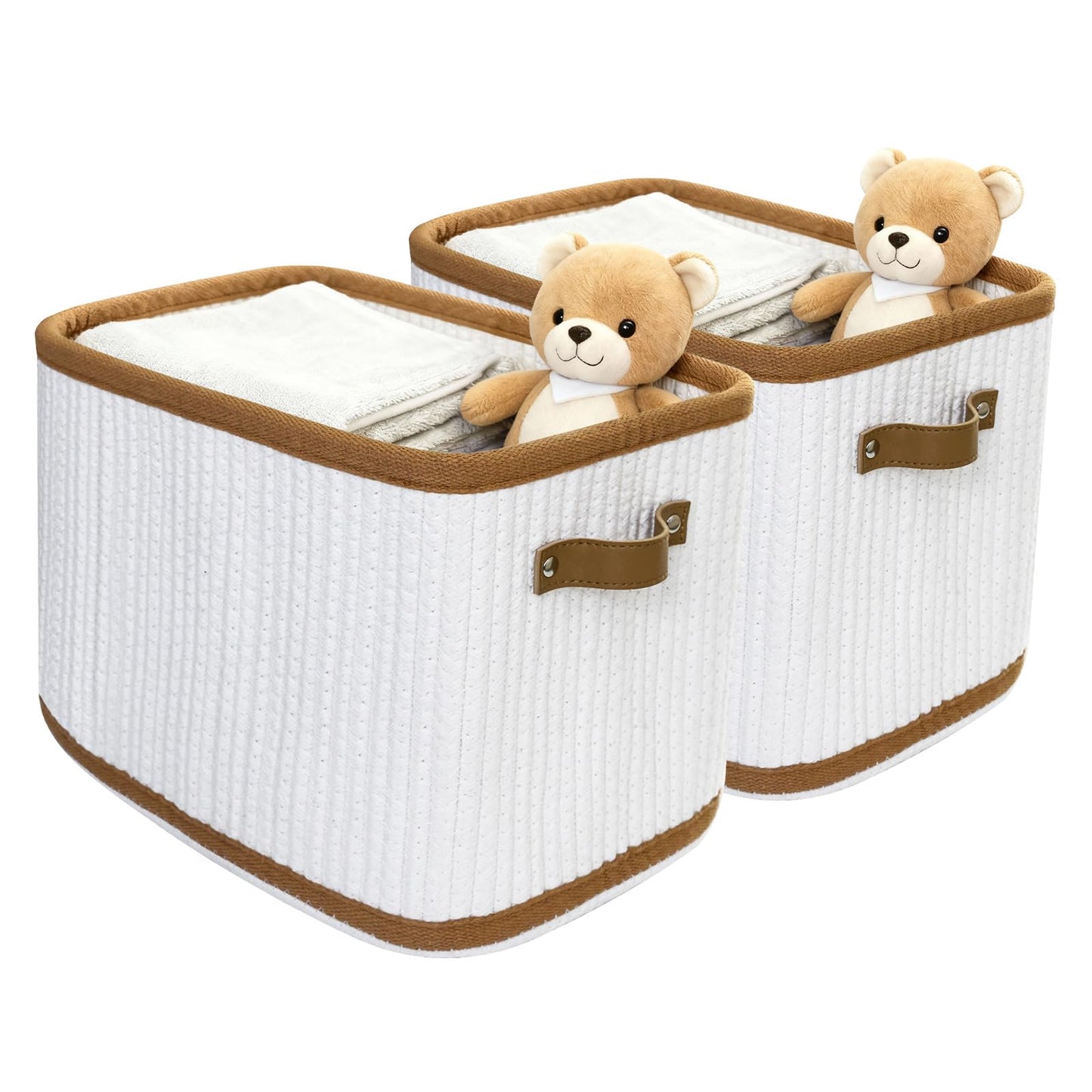 Teamkio Bathroom Woven Storage Baskets, 2PCS Vertical Cotton Rope Organizer