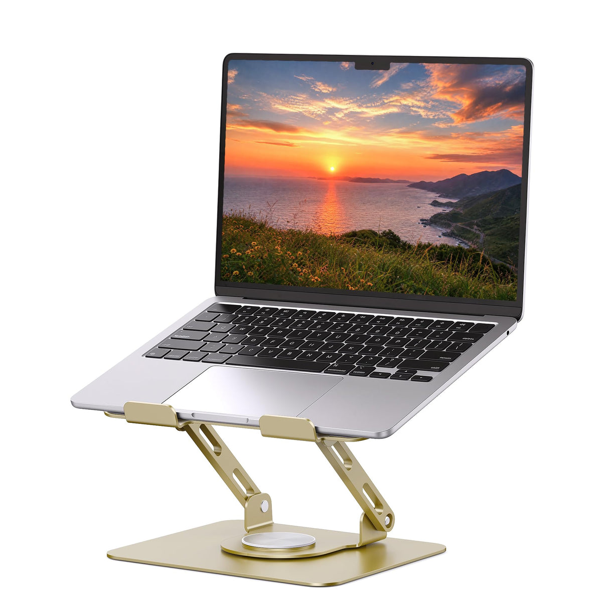 SOUNDANCE 360 Rotating Laptop Stand, Ergonomic Computer Riser for Desk, Adjustable Height Multi-Angle Metal Holder