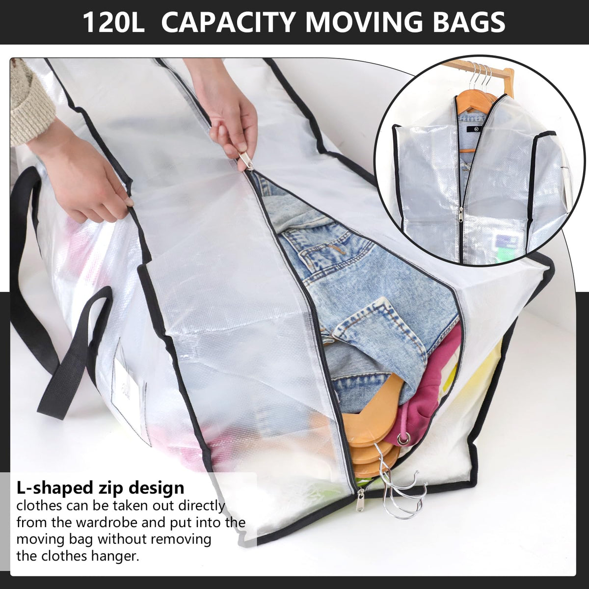 Dntorx 2 Pack 120L Moving Bags Heavy Duty Storage Bag Dorm Moving Essential