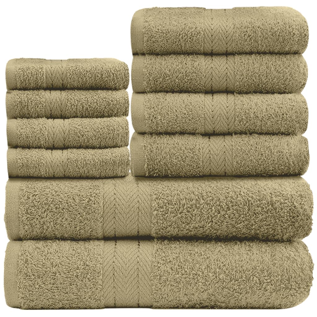 GC GAVENO CAVAILIA 10 Piece Towel Bale Set | Quick Drying Cotton Towel Highly Absorbent 450 GSM Mocha Towels Set | Bathroom Towels Bale Set 4x Face 4x