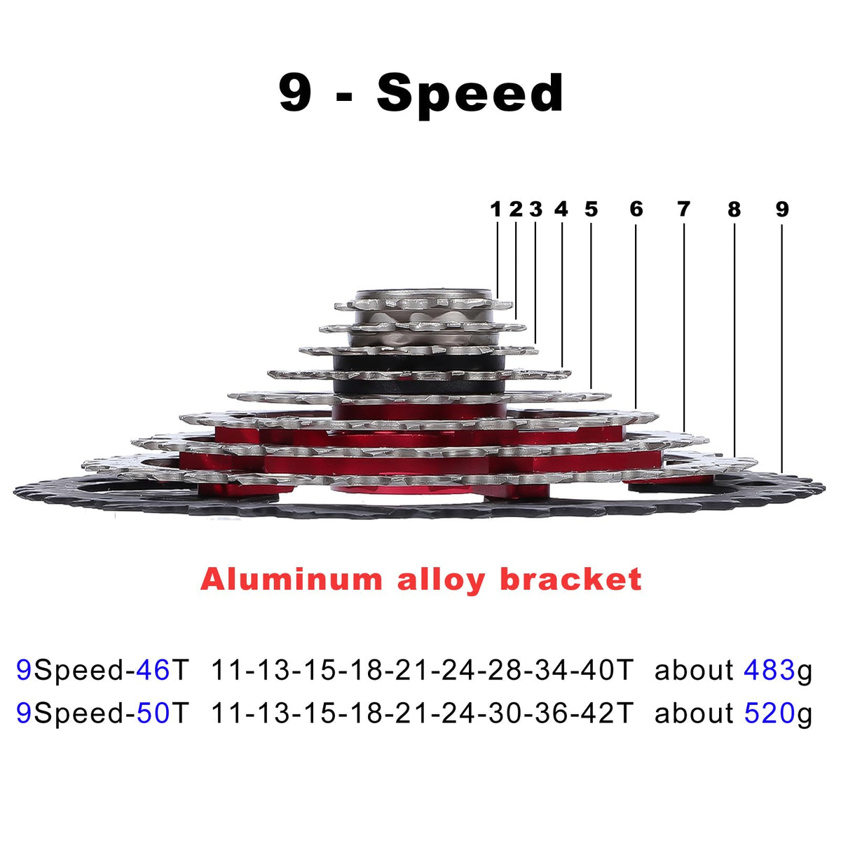 LANXUANR 9 Speed Mountain Bicycle Cassette Fit for MTB Bike, Road Bicycle?Super Light (11-50T)