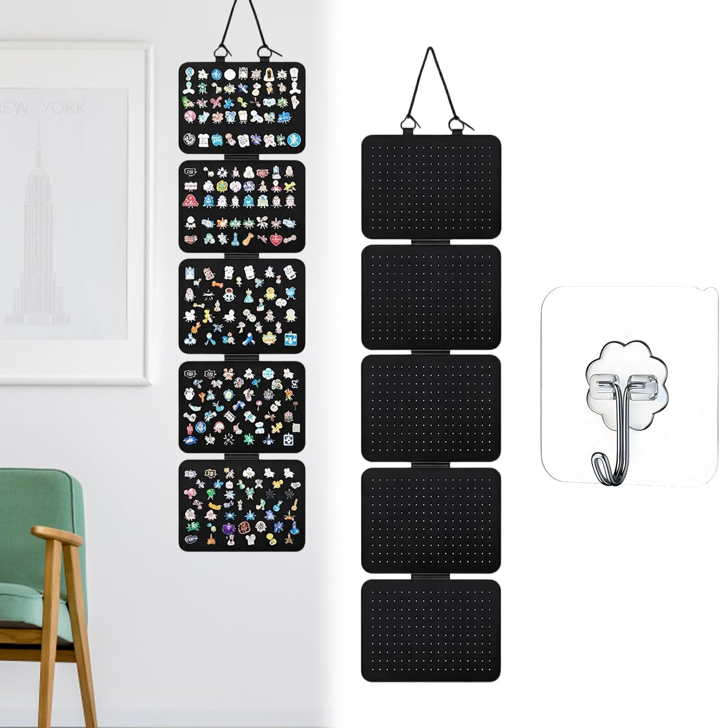 30x106cm Felt Jewelry Storage Board, Wall Mounted Pin Badge Display