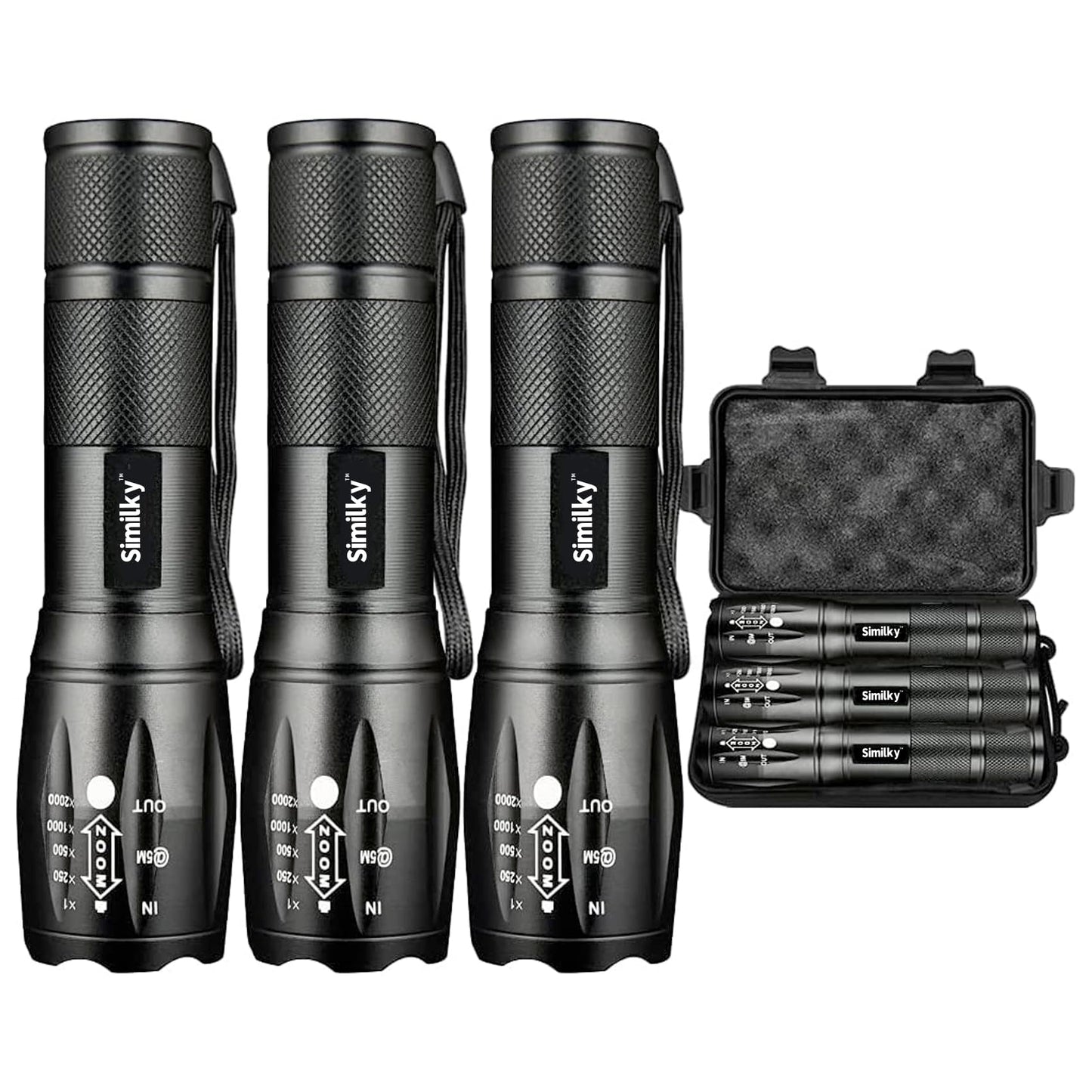 SIMILKY 3Pack Torches Led Super Bright, Hand Led Torch 1200 Lumen, Powerful Torches Battery Powered Water Resistant 5 Modes Tactical Torch for Camping