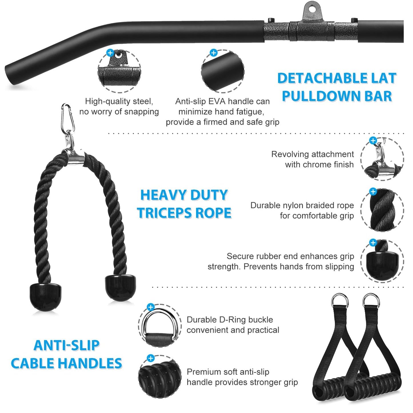 Cable Pulley System Home Gym, Weight Cable Pulley System Fitness Cable Pulley Attachment Home Gym Equipment for LAT Pull Down, Arm Workout (Set with