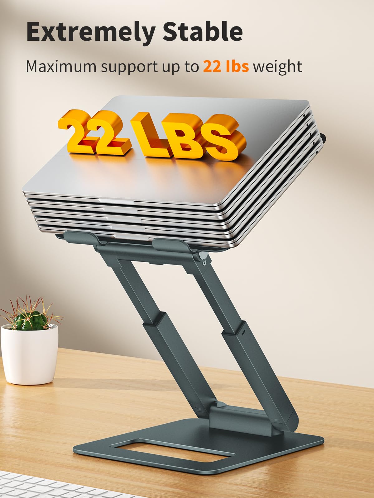 Laptop Stand for Desk Adjustable Height, Ergonomic Sit Stand Computer Stand for Good Posture, Aluminum Standing Laptop Riser for Protecting Spine