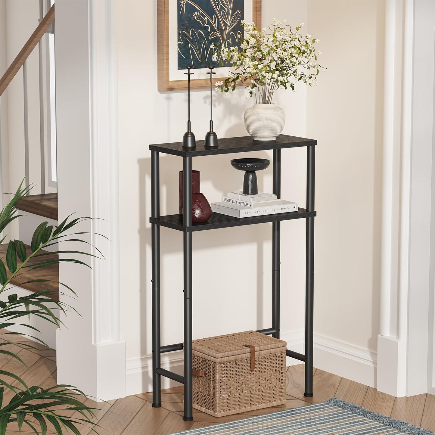 Asgolion Console Table, 2-Tier Slim Sofa Table, 40 x 20 x 80 cm