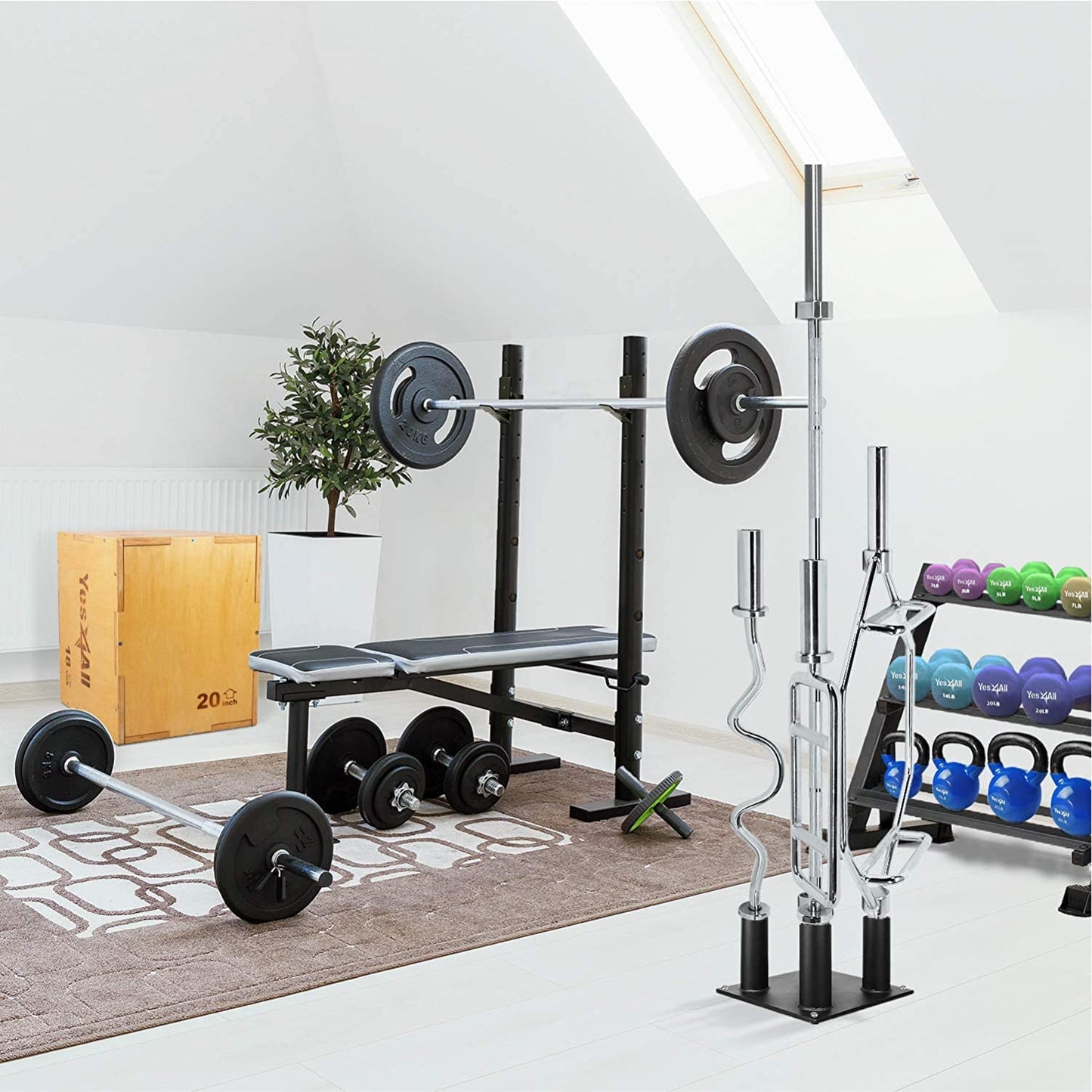 Yes4All AEA6 Vertical Barbell Storage Rack Stand, 5 Bars,7inches x 2.2inch