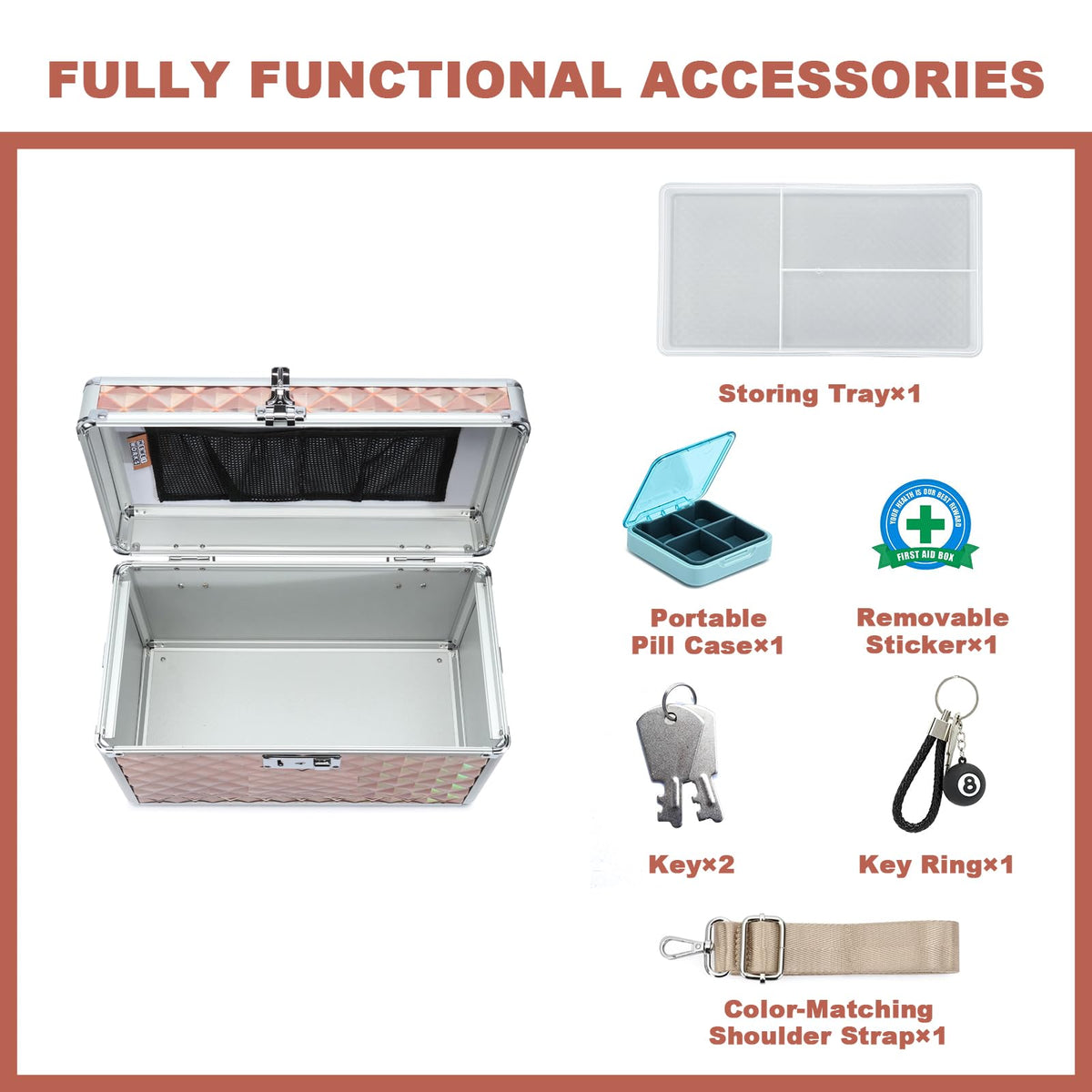 HEWEI WORKS Medication LockBox with Key, Lockable Medicine Storage Box, Security Lock Box, Medical Organizer