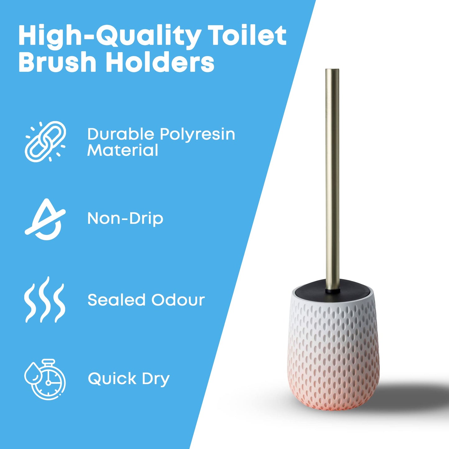 Blue Canyon Milano Pink Toilet Brush for Bathroom, Flexible Toilet Bowl Plastic Brush Head with Silicone Bristles for Deep Cleaning, Compact Size