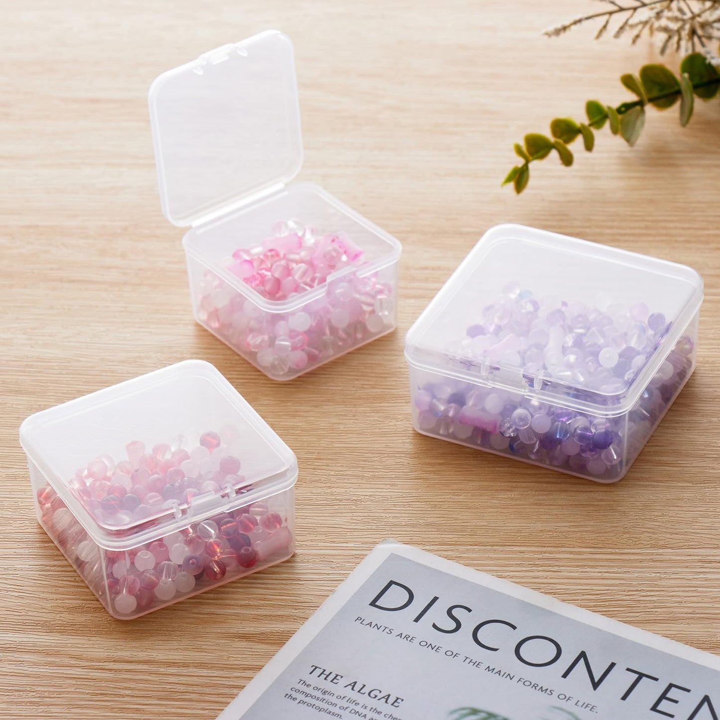Goodma 12 Pieces Square Empty Mini Clear Plastic Storage Box, 85x85x35mm