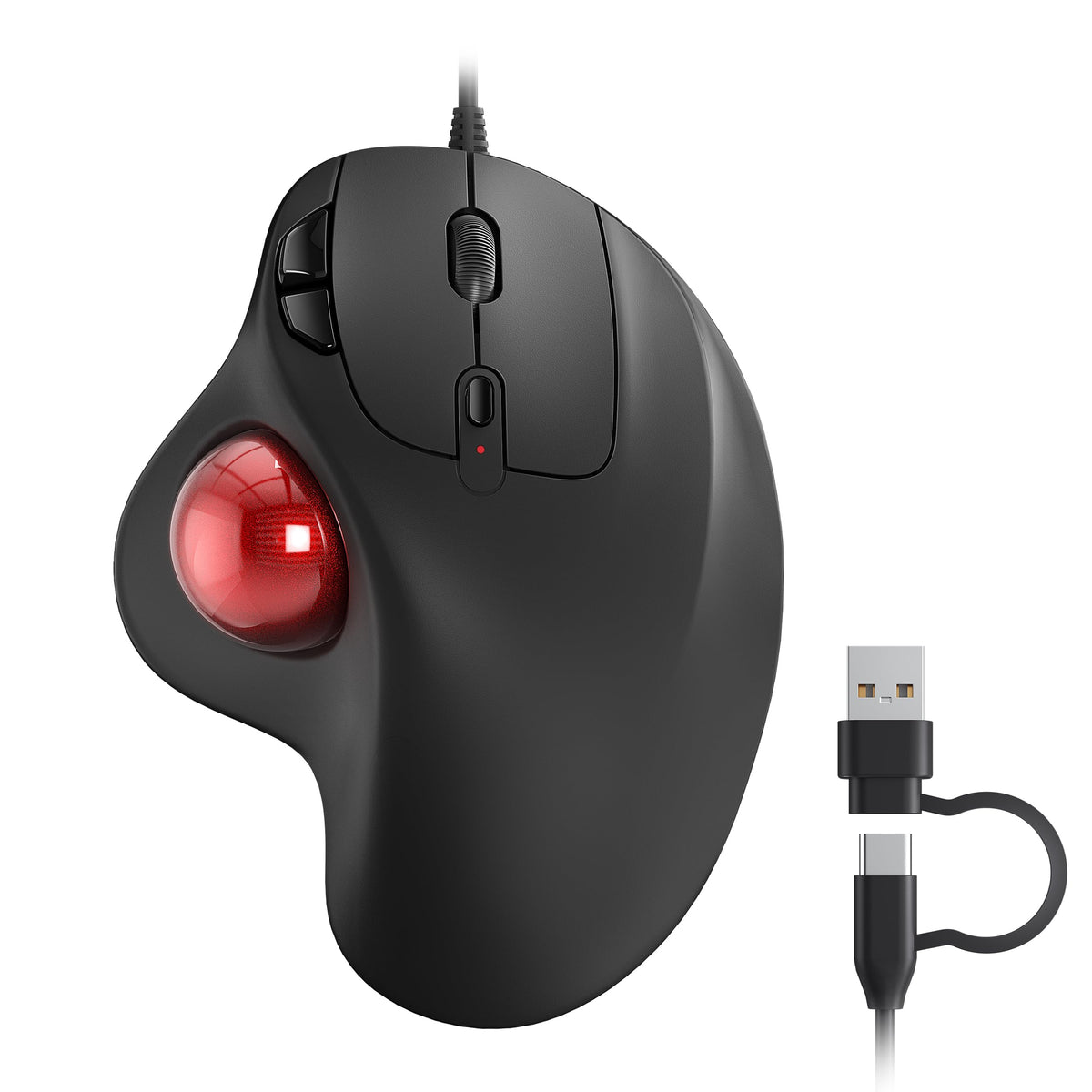 Nulea M509 Trackball Mouse Wired, Ergonomic Design, Easy Thumb Control, Precise & Smooth Tracking, 2-in-1 Interface (Type A &Type C), Compatible for