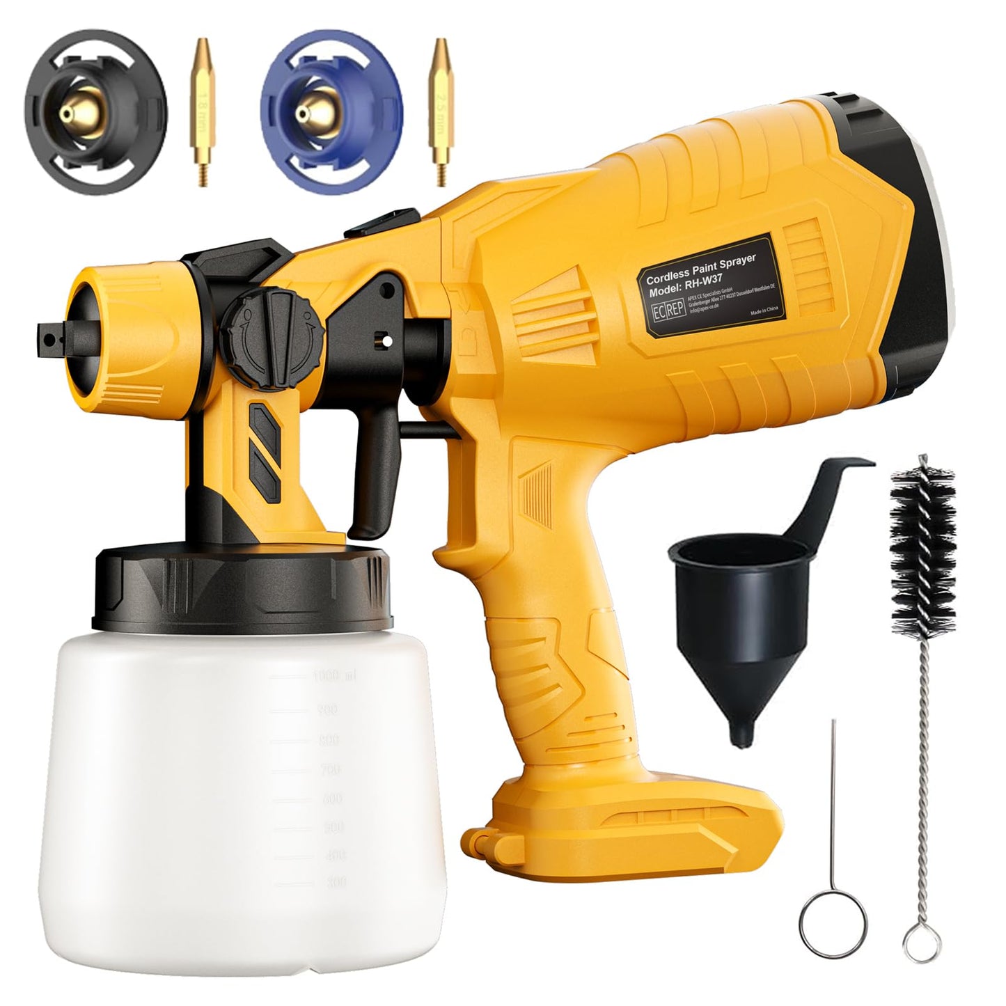 Paint Sprayer for Dewalt 18V 20V Battery Cordless Fence Paint Sprayer witn 3 Spray Patterns & 1000ml Tank for Fencing and Decking, Spray Gun Handheld