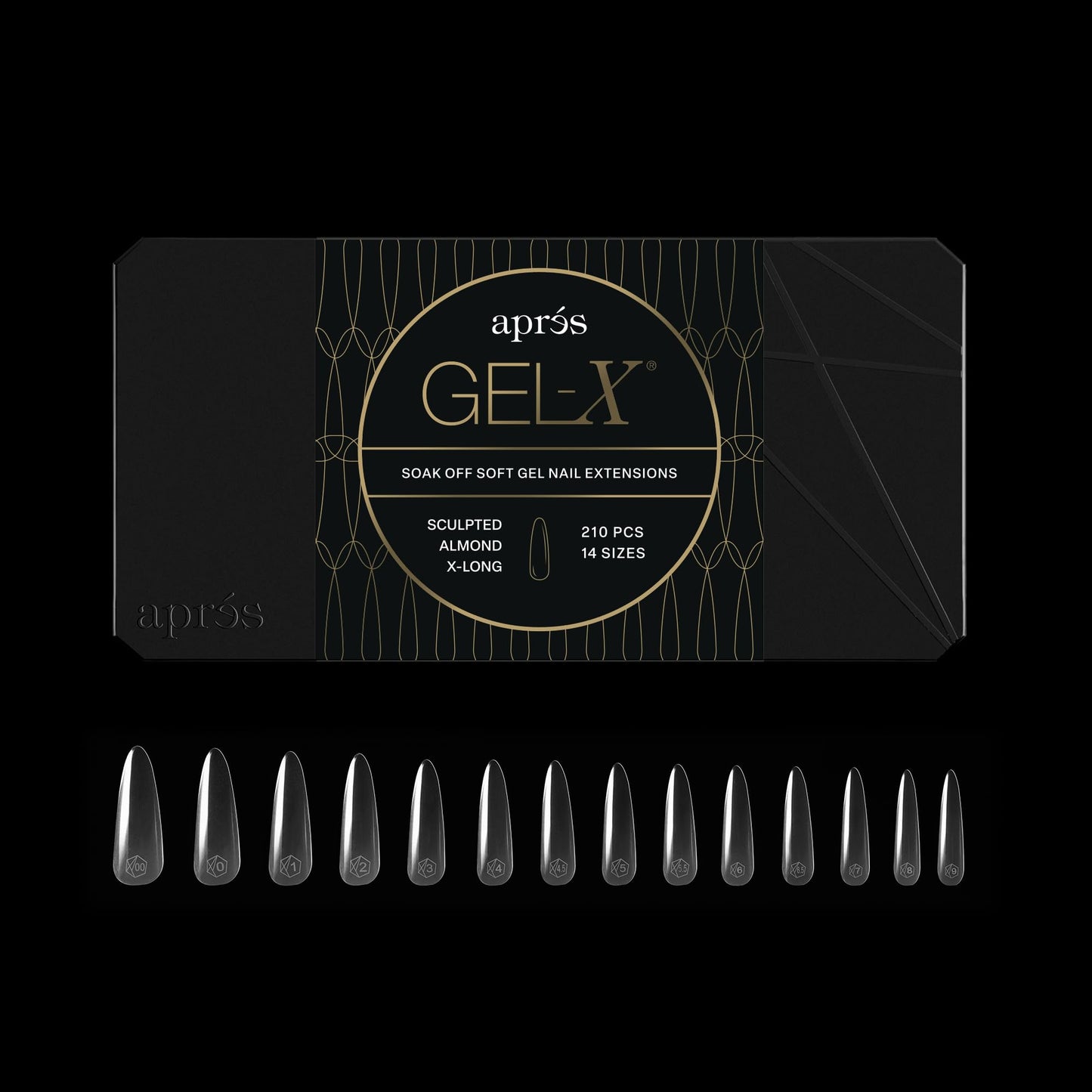Apres Gel-X? Almond Box of Nail Tips | 280 Gel-X Tips, Soft Tips, 14 Sizes 00-9 | Half-sizes Included (Sculpted Almond Extra Long, 280 Count)