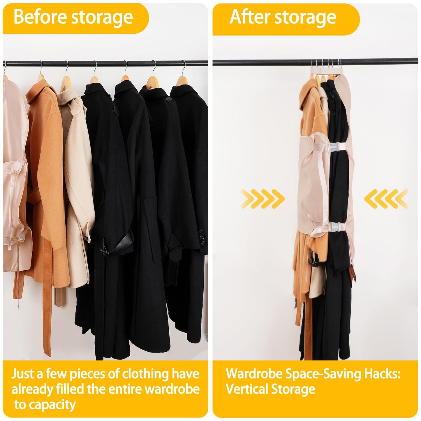 3 PCs Jacket Garment Bag with Self Compression Strap Pink Closet Organiser Space Saver
