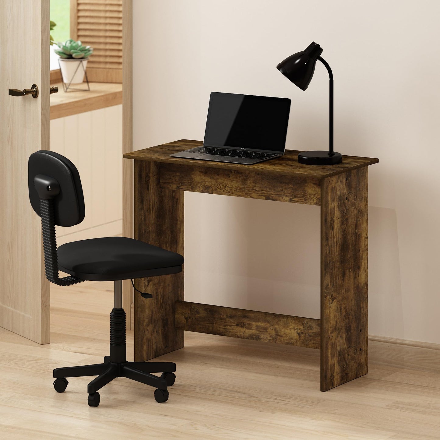 Furinno SIMPLISTIC Small Desk, Gaming Desk, Computer Desk, Office Desk for Home Office, Bedroom, Study Room, Dorm, Amber Pine