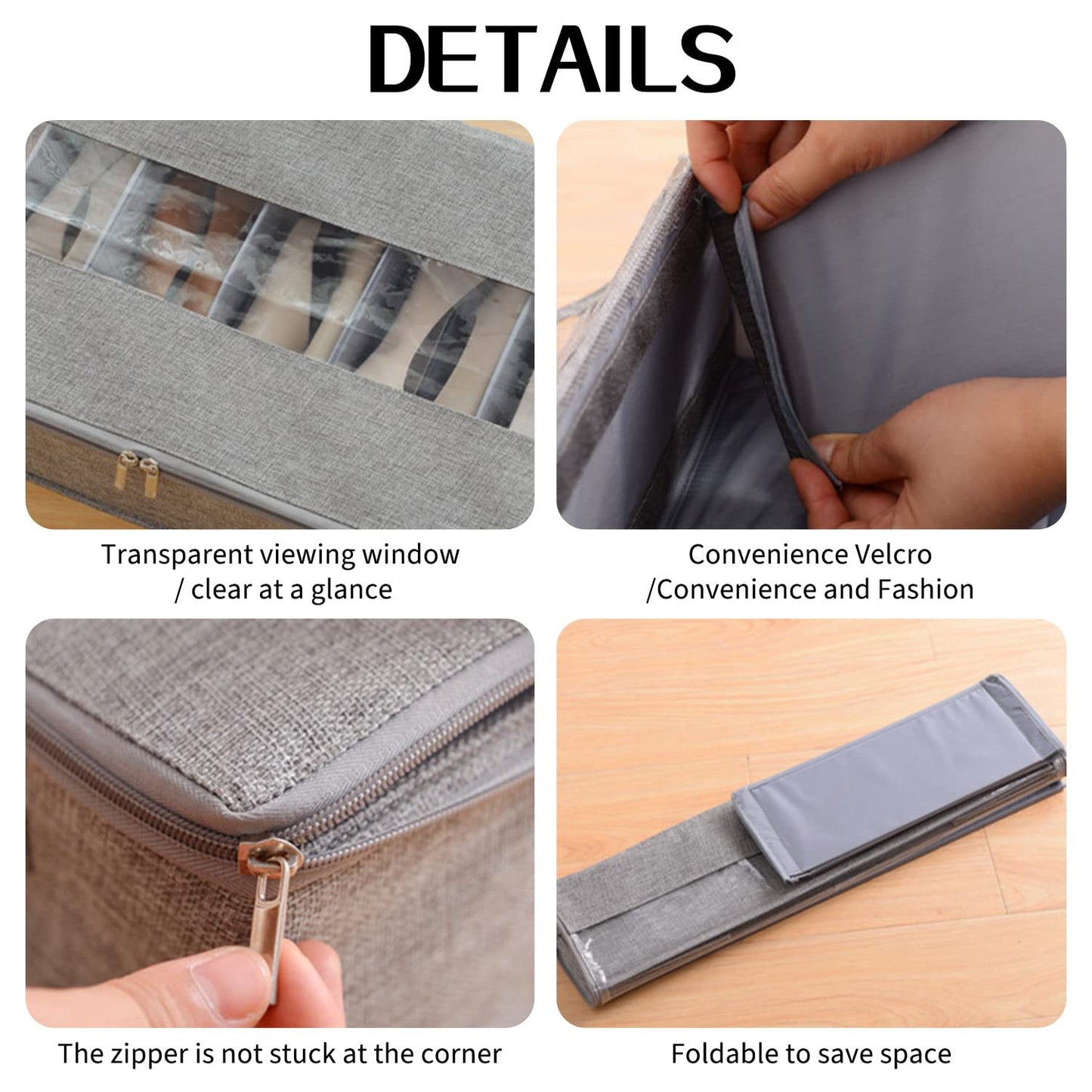Noeborty Underbed Shoe Organizer, 60 x 33 x 14 cm Underbed Storage Bag, Large Non-Woven Underbed Storage Organizers, Underbed Shoe Storage Organizers