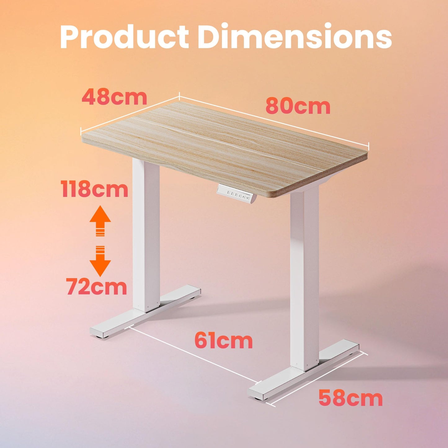HUANUO Standing Desk 80x48cm mit 4 Memory height settings