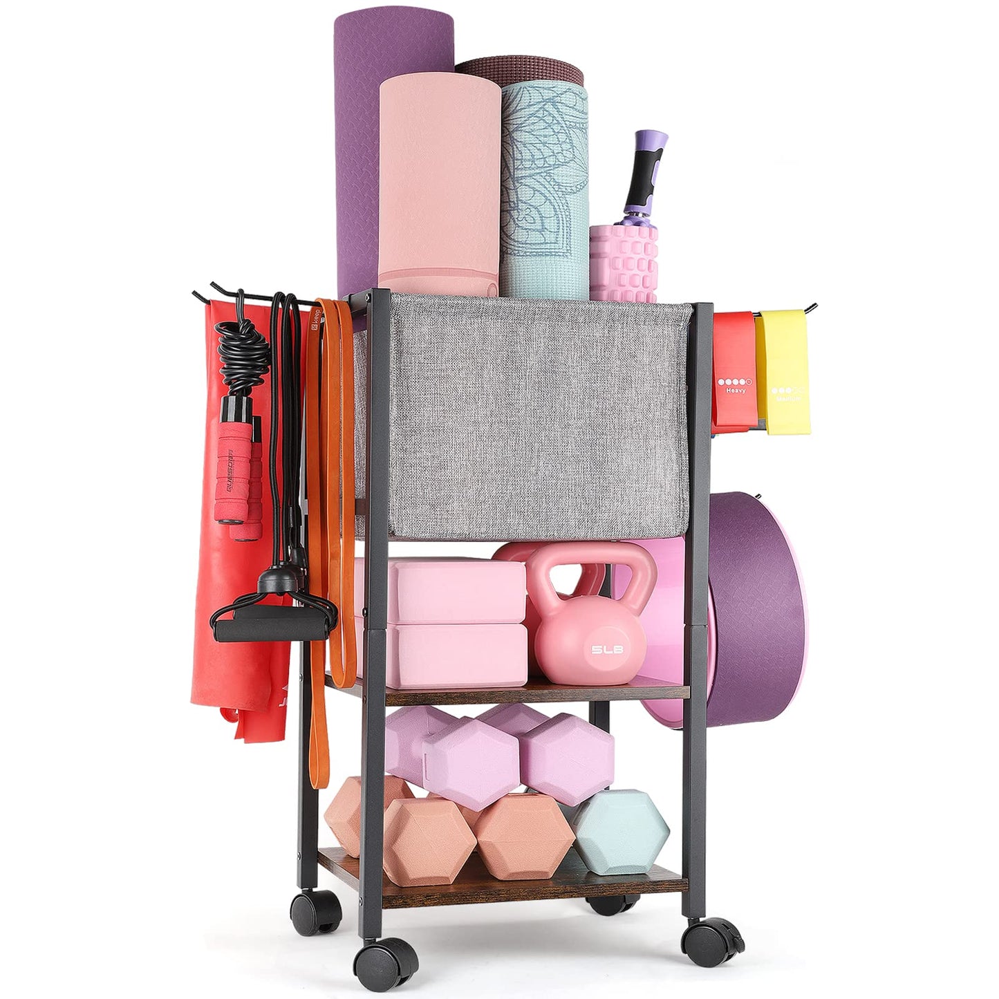 Yoga Mat Storage Rack Home Gym Equipment Workout Equipment Storage Organizer Yoga Mat Holder for Yoga Block,Foam Roller,Resistance