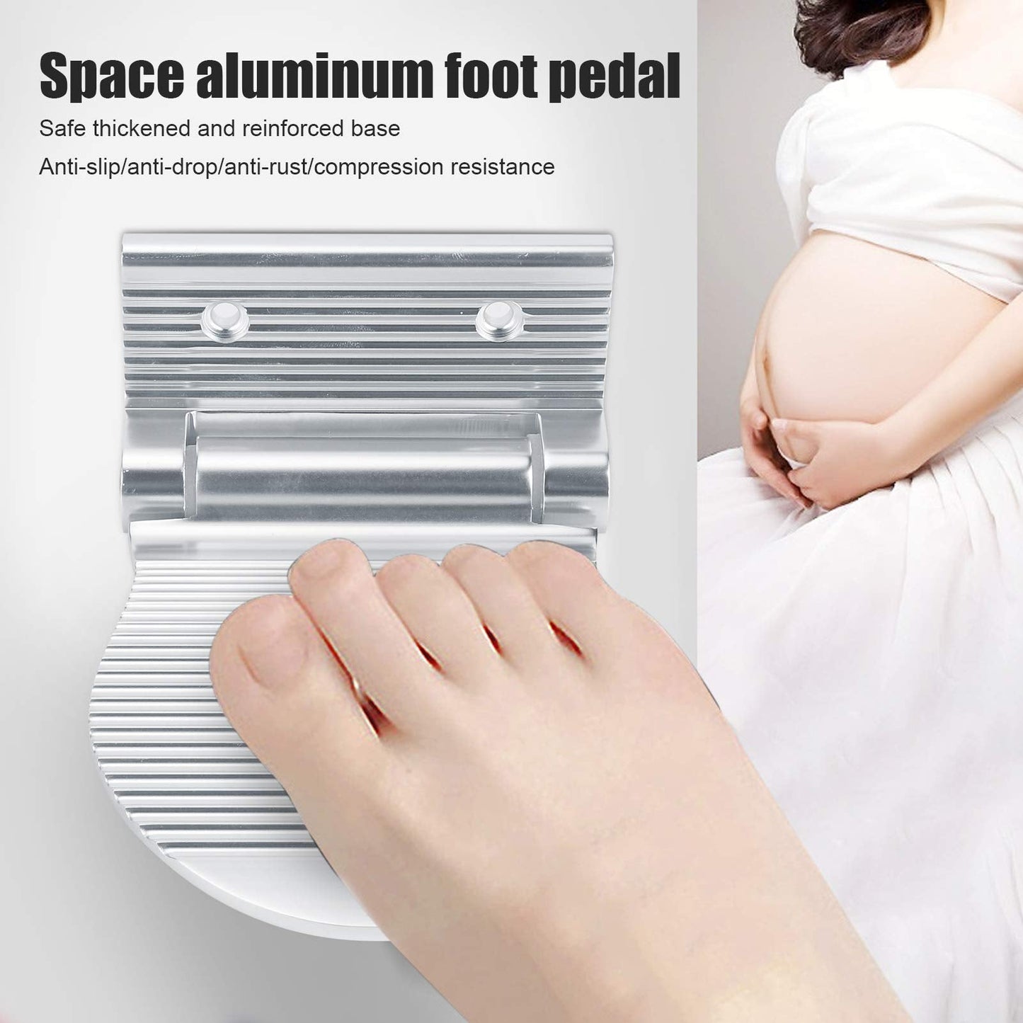 Shipenophy Foot Rest, Shower Foot Shaving Shelf, Wall Mount Space Aluminum Non-Slip Foot Pedal for Hallway Bathroom for Shaving Legs Shower Combo Set