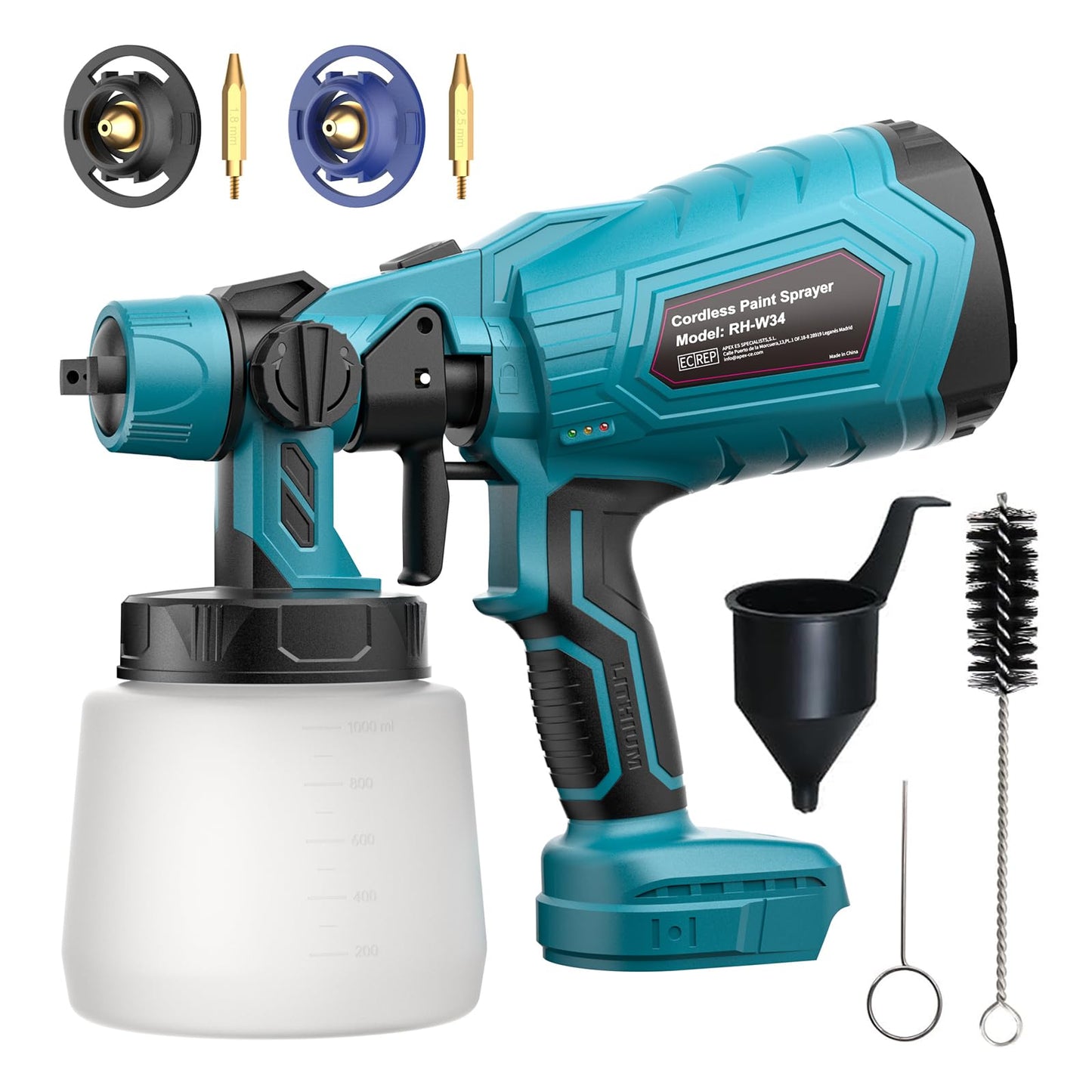 Paint Sprayer for makita 18V Battery, Cordless Fence Paint Sprayer for Fencing and Decking, Spray Gun Handheld Paint Sprayers for Home DIY Painting, 3