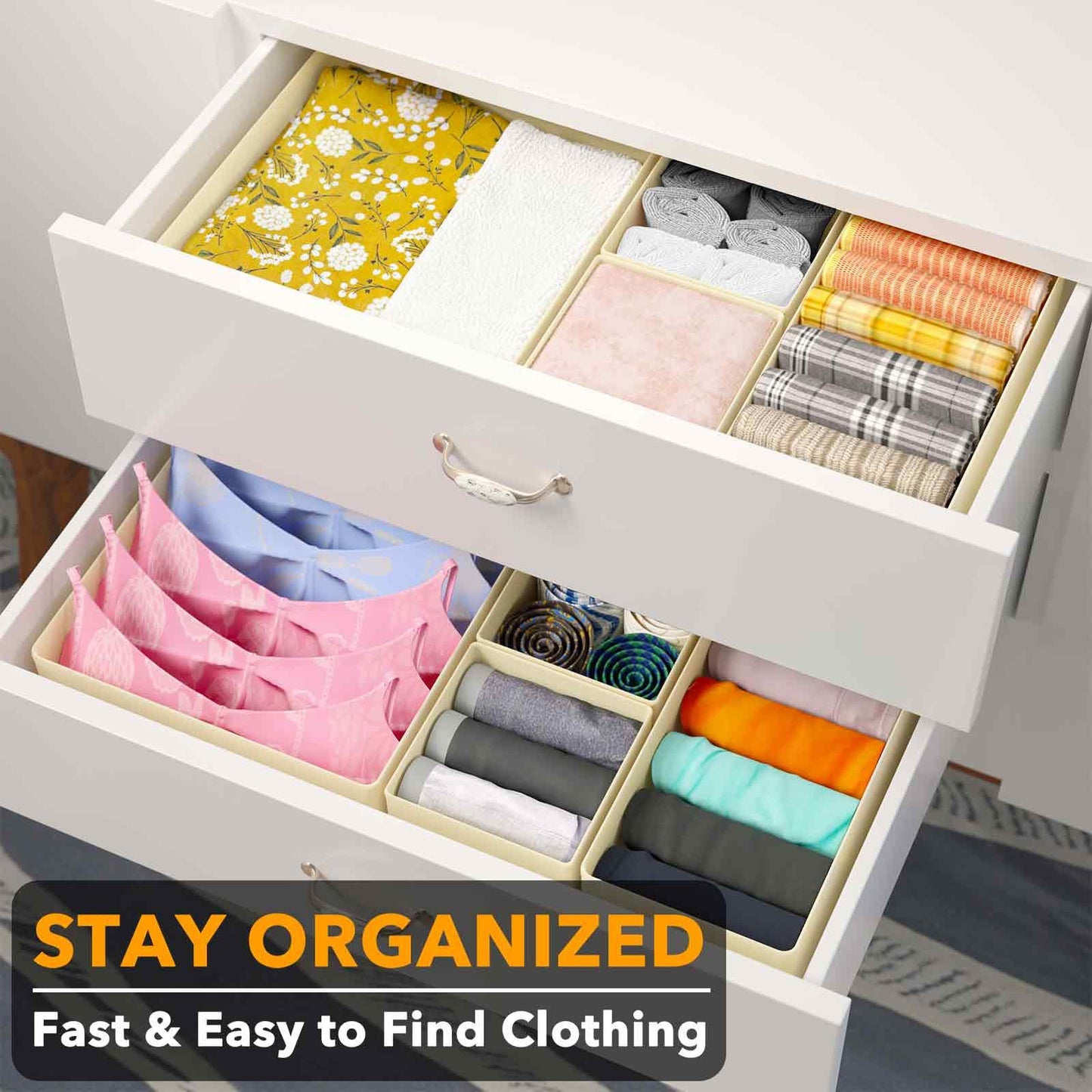 SpaceAid Drawer Organizer for Clothes, 18 Pack Dresser Drawer Organizer Bins, Closet Organizers and Storage Dividers for Clothing, Underwears, Socks