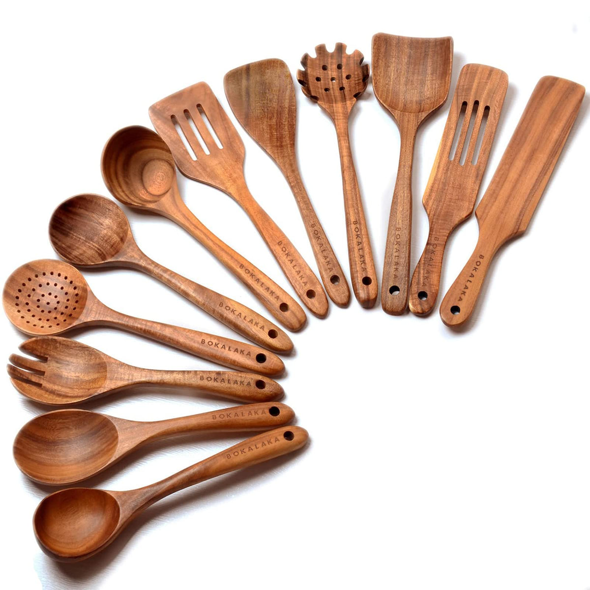 Wooden Spoons for Cooking,12 Pack Wooden Utensils for Cooking Wooden Kitchen Utensils Set Wooden Cooking Utensils Natural Teak Wooden Spatulas for