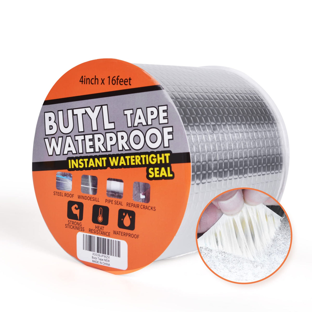 TAPEBEAR Butyl Tape for Roof and Leak Repair, Waterproof Sealing Tape Silver Aluminum Tape For Window, Glass, Silicone & EDPM Patching Pipe Sealing,