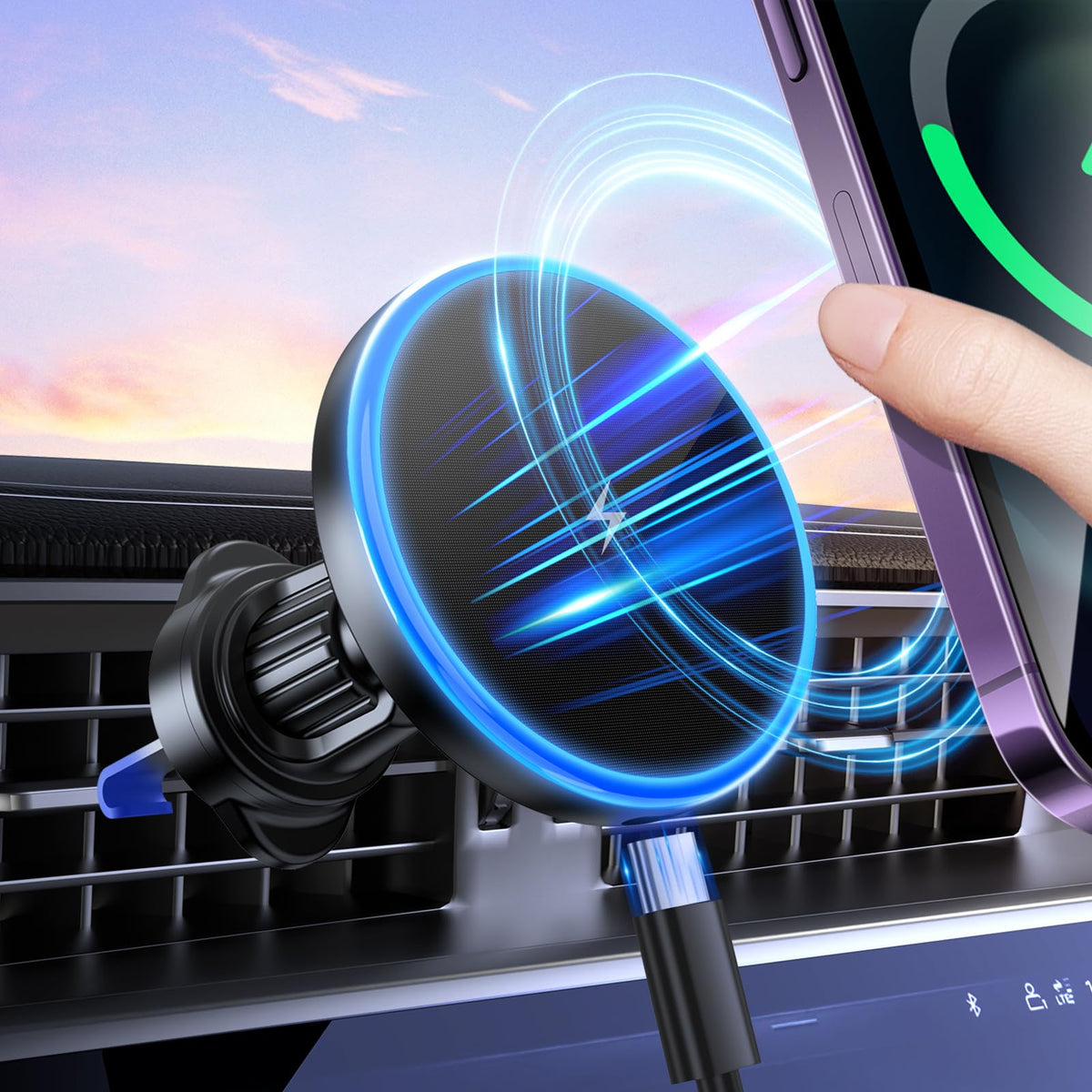 for Magsafe Car Mount Charger [15W Fastest Charging], Magnetic Car Phone Holder Wireless Charger for Magsafe Phone Holder Air Vent Cradle for iPhone