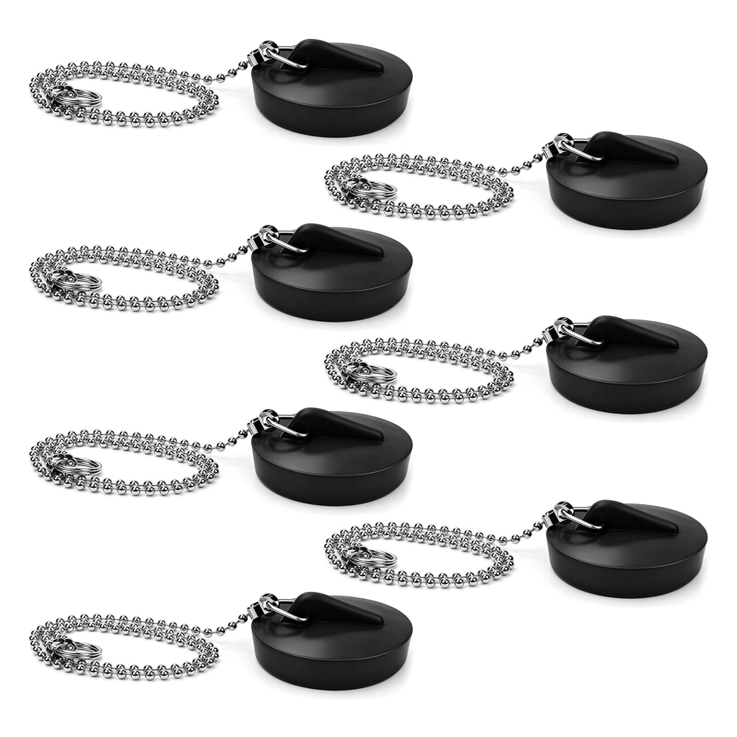 Guttiuaa 7 Pcs Kitchen Plug for Sink, Universal Bath Replacement Rubber Stopper Plugs with 40cm Metal Chain for Bathtub and Sinks